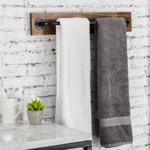 MyGift 28'' Wood Wall Mounted Towel Bar | Wayfair