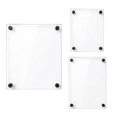 Floating Acrylic Gallery Wall Frame Set with 1" Standoff Hardware, 8" x 10", 11" x 14" & 16" x 20", 3-Piece Set