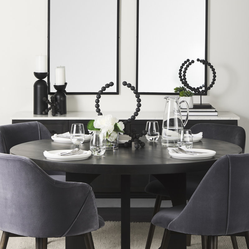 Round Solid Wood Dining Table, Black