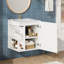 Meuble-lavabo mural de 50 cm (20 po), blanc, moderne, avec lavabo, tablette latérale ouverte et porte-papier hygiénique, matériau résistant à l'eau, solution gain de place
