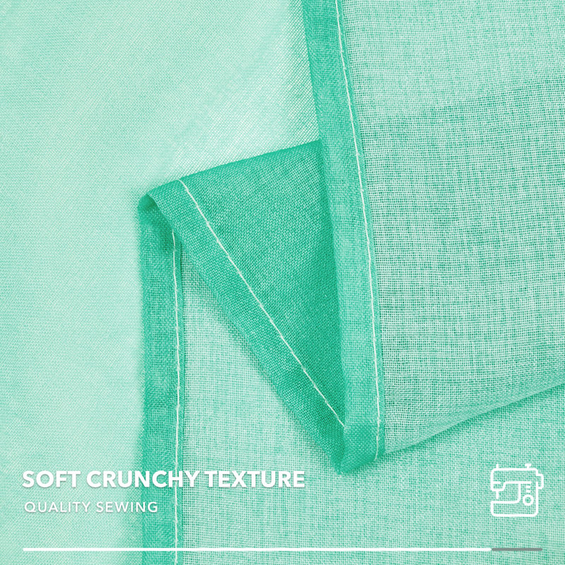 Zhejno Polyester Sheer Curtain Pair, 52" W x 96" L, Ice Green