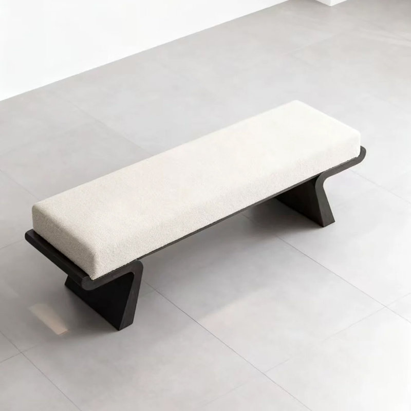Banc rembourré blanc, H 17,72 po x l 59,06 po x P 15,75 po