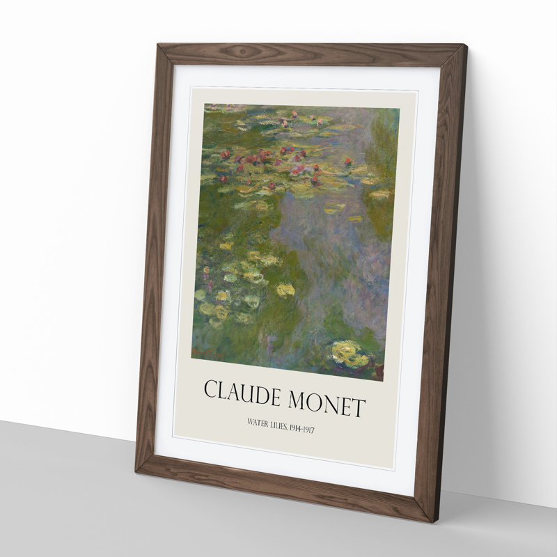 Water Lilies Lily Pond Vol.36 by Claude Monet - Picture Frame Art Prints, 65cm H x 48cm W x 2cm D, Walnut Framed
