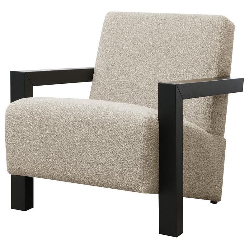 Paquet Boucle Upholstered Accent Arm Chair Latte, Black, Brown Boucle