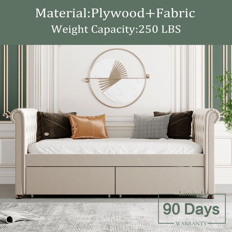 Lit de jour simple en bois massif, Beige