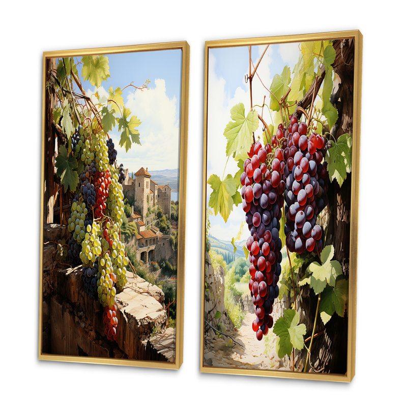 «Green Vineyard Ancien Sagesse», 2 pièces, H 40 po x l 40 po, Encadrement doré