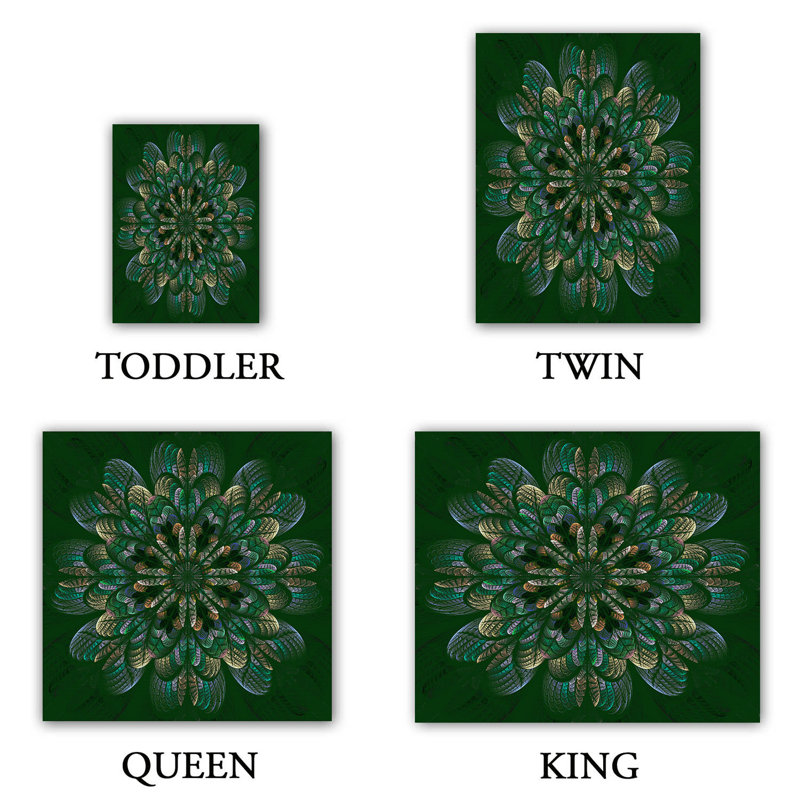 Polyester Floral Duvet Cover, 1 Twin Duvet Cover + 1 Standard Sham, Green/Blue/Orange