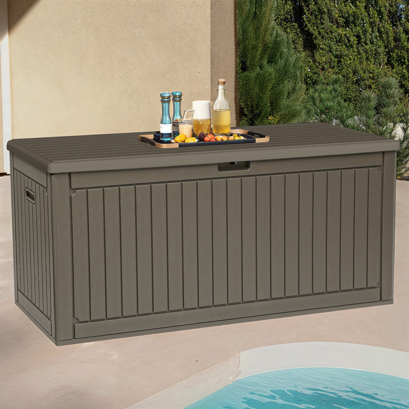 260 Gallon Resin Outdoor Deck Box, Gray