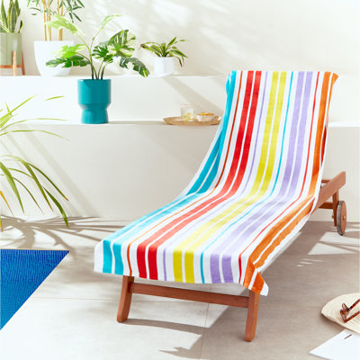 Rainbow Stripe Beach Sun Lounger Towel