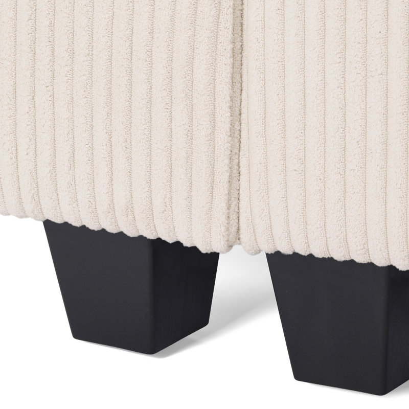 Causeuse modulaire en velours côtelé avec port USB, Crème