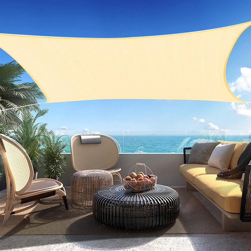 Auvent beige rectangulaire pour abri de soleil - Auvent extérieur en forme de bloc UV durable pour la terrasse, le jardin, la cour et les espaces de vie extérieurs, tailles personnalisées disponibles