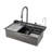 KS2207 Lefton 304 Stainless Steel Kitchen Workstation Sink with Pull-down Faucet, Grey
