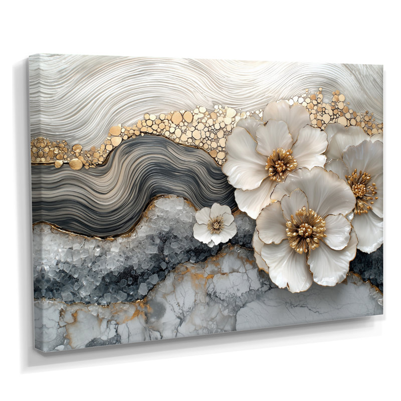 «Poppies River On Golden Crys Tal River» - art mural coquelicots, Ne pas appliquer, H 12 po x l 20 po, Toile tendue
