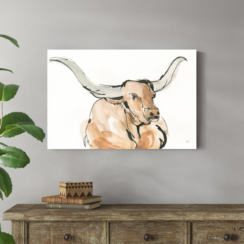 «Longhorn I» par Chris Paschke, reproduction d'art sur toile tendue, H 24 po x l 36 po