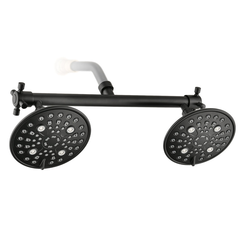 Pomme de douche double multifonction, Noir mat