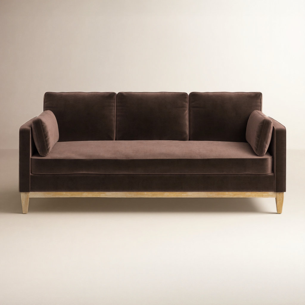 Pera 84'' Upholstered Sofa, Deep Brown Velvet