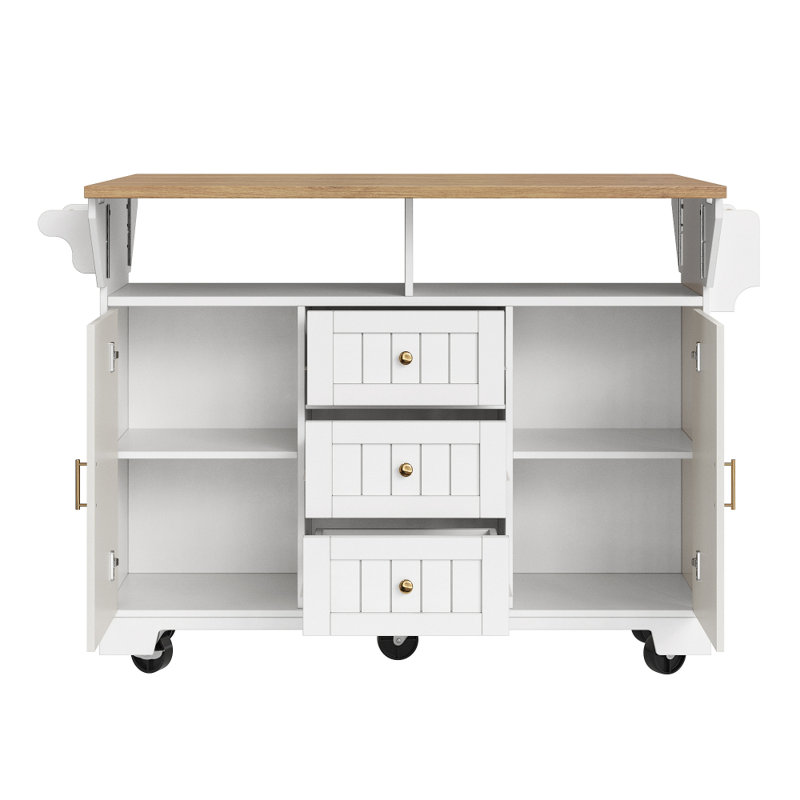142.5 cm W Kitchen Island with Top, White