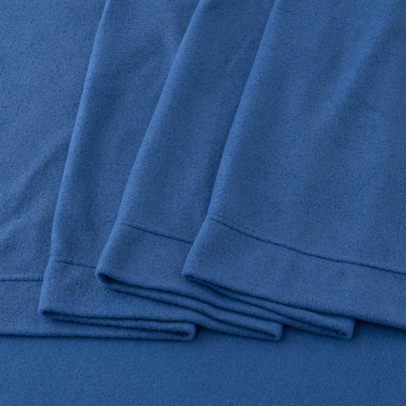 Navy Twin Solid Cotton Polyester Fleece Sheet Set