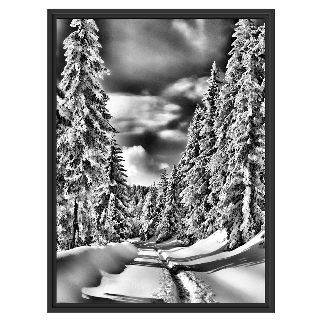 Gerahmtes Wandbild Winterlandschaft Bäume