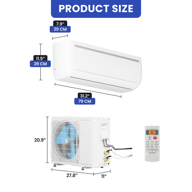12,000 BTU 4 in 1 Mini Split Air Conditioner & Heater with Inverter Technology for Rooms up to 750 sq. ft.