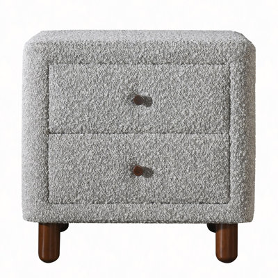 Nightstand, Boucle 2-Drawer Upholstered Nightstand