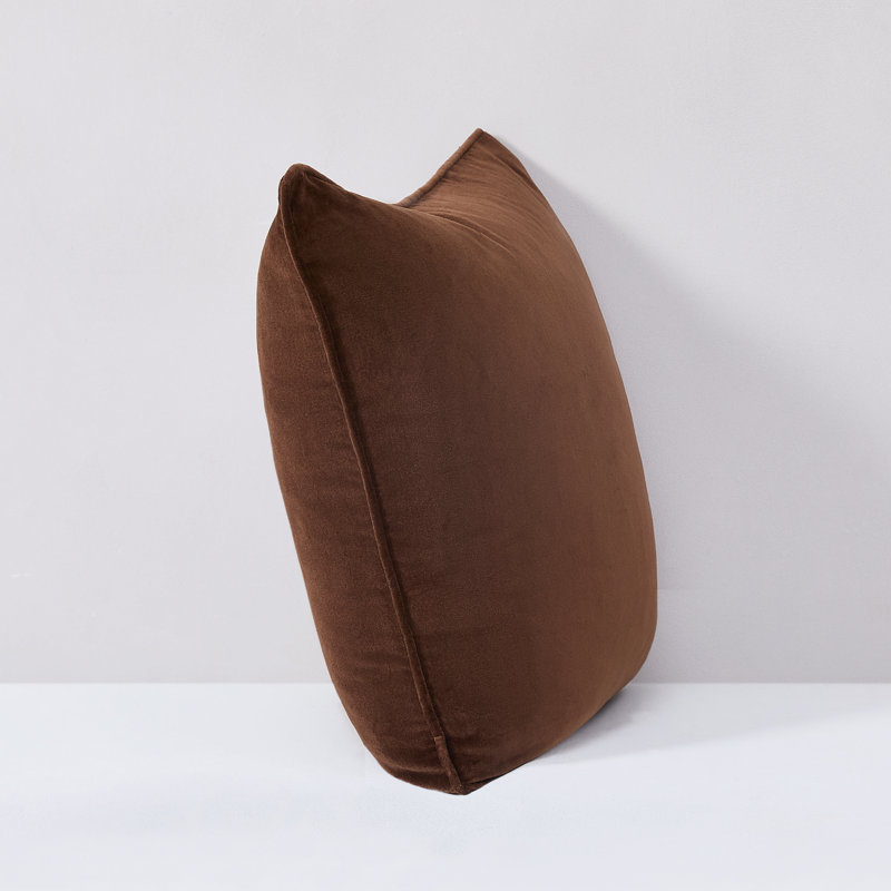 Terran Velvet Cotton Pillow Cover Brown, Brown