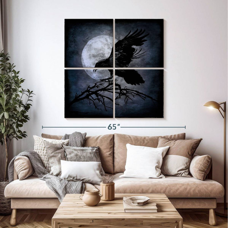 Corbeau au clair de lune Kelan, H 45 po x l 45 po