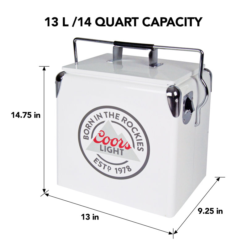Coors Light 14 Qt. Retro Ice Chest Cooler with Bottle Opener, 18 Can Portable Cooler
