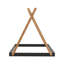 Lit de ferme double en bois massif avec structure triangulaire et garde-corps en forme de X