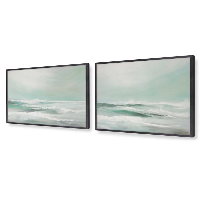 Serene Swells, ensemble de 2 impressions,, Zinc patiné, H 9,25 po x l 22,5 po