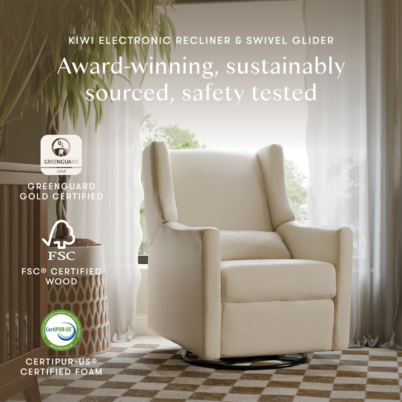 Kiwi Electronic Swivel Reclining Glider, Sand Livesmart Basketweave