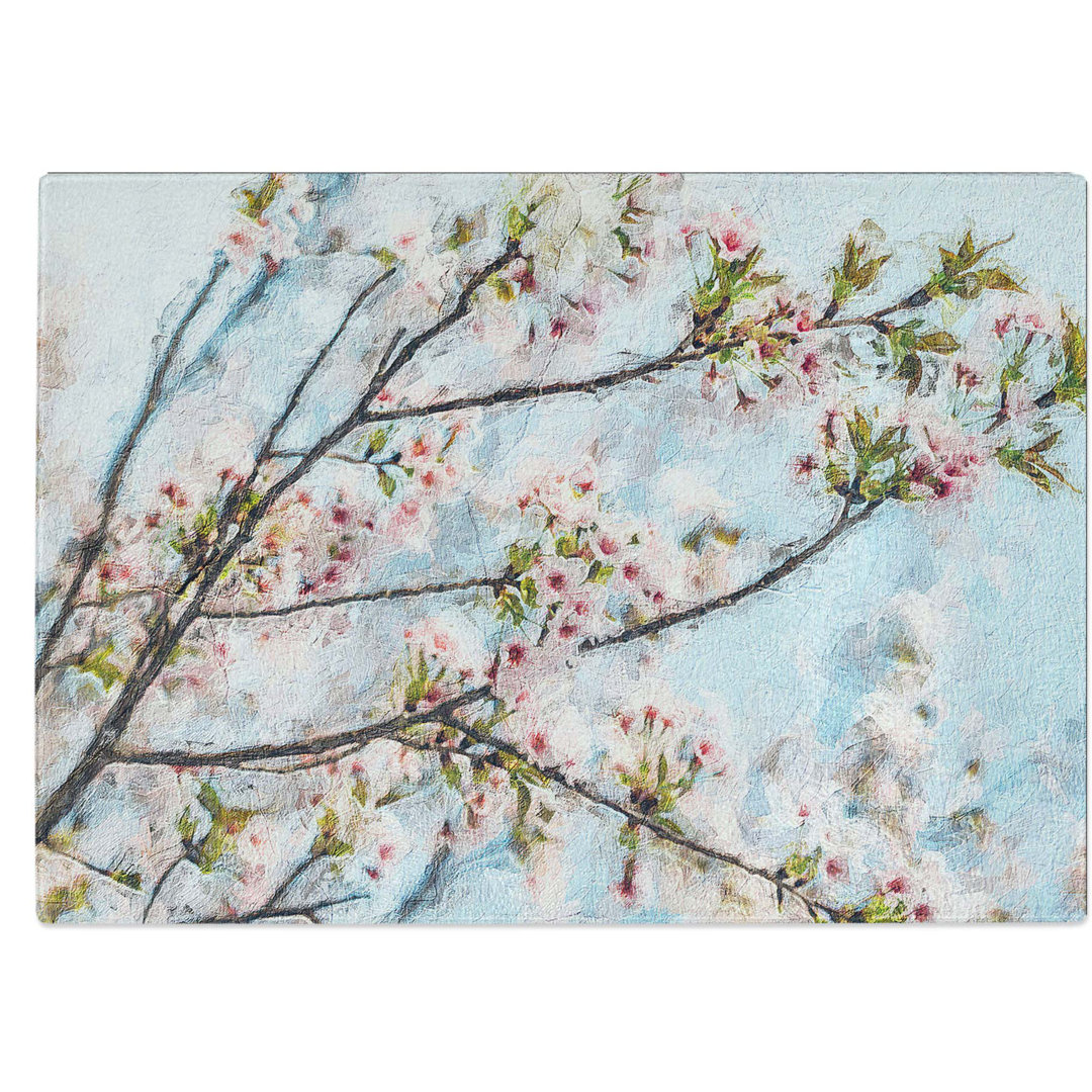 Tempered Glass Cherry Blossom Tree Chopping Board