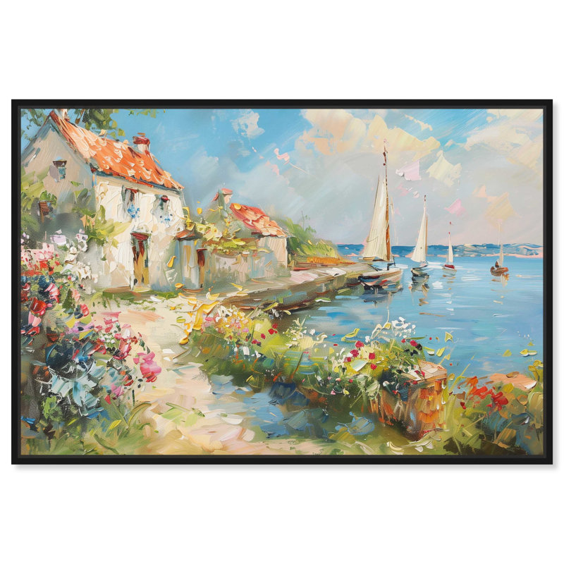 «Fresh Morning Sail» par Art Remedy, Cadre noir, H 16 po x l 11 po