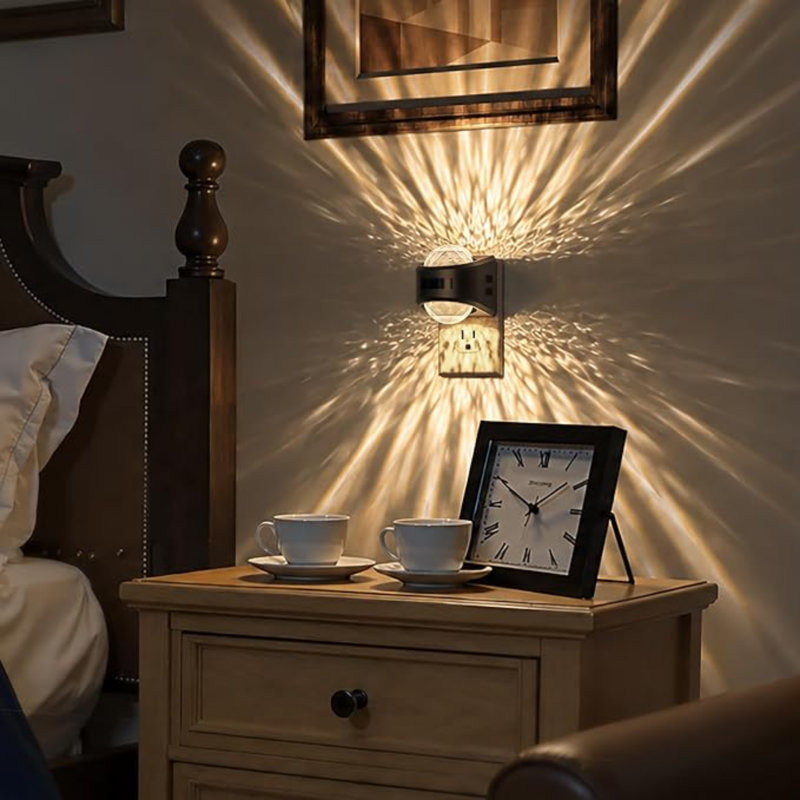projecteur veilleuse à détecteur de mouvement, intensité variable, blanc chaud, rotative | Veilleuse murale avec variateur, allumage automatique crépusculaire et détecteur de mouvement, rotation à 180°, 3000K, décoration pour chambre, couloir, salle de bain et autres pièces