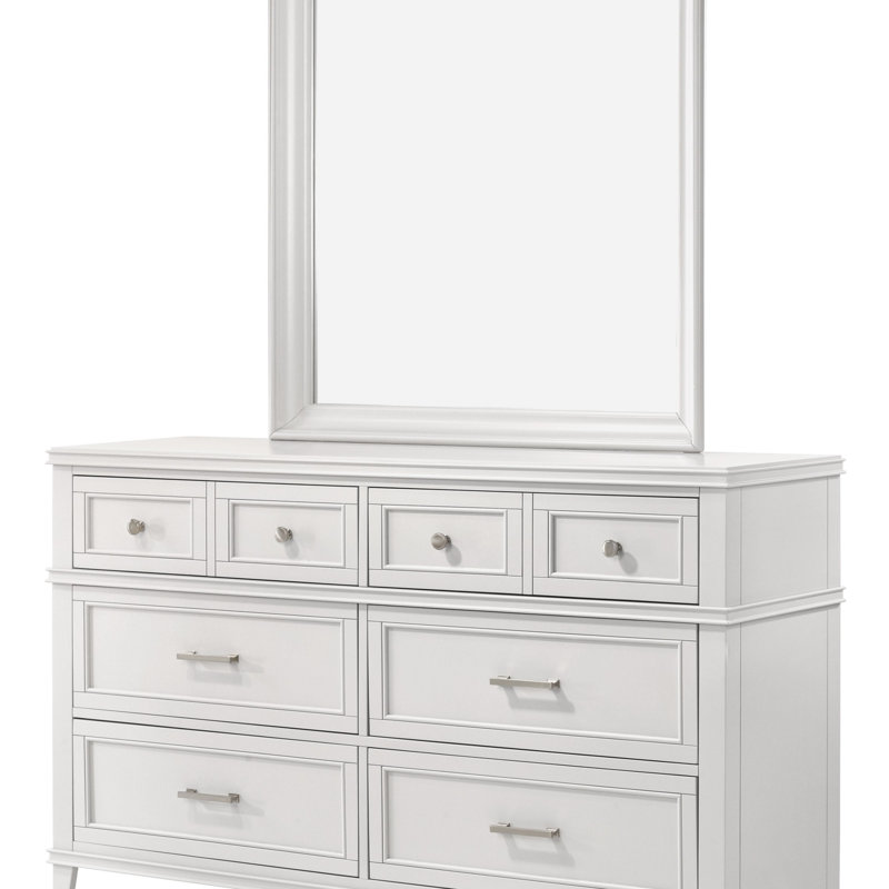 Commode 6 tiroirs (miroir non inclus) (Commode), Blanc
