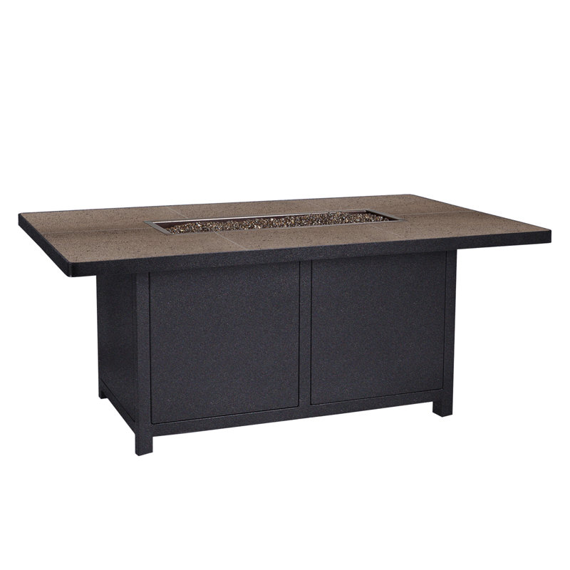 Elba Aluminum Outdoor Fire Pit Table, 24" H x 58" W x 36" D, Canyon Taupe, Graphite
