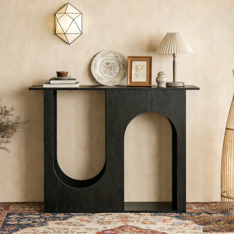 Table de canapé étroite derrière le canapé avec design arqué