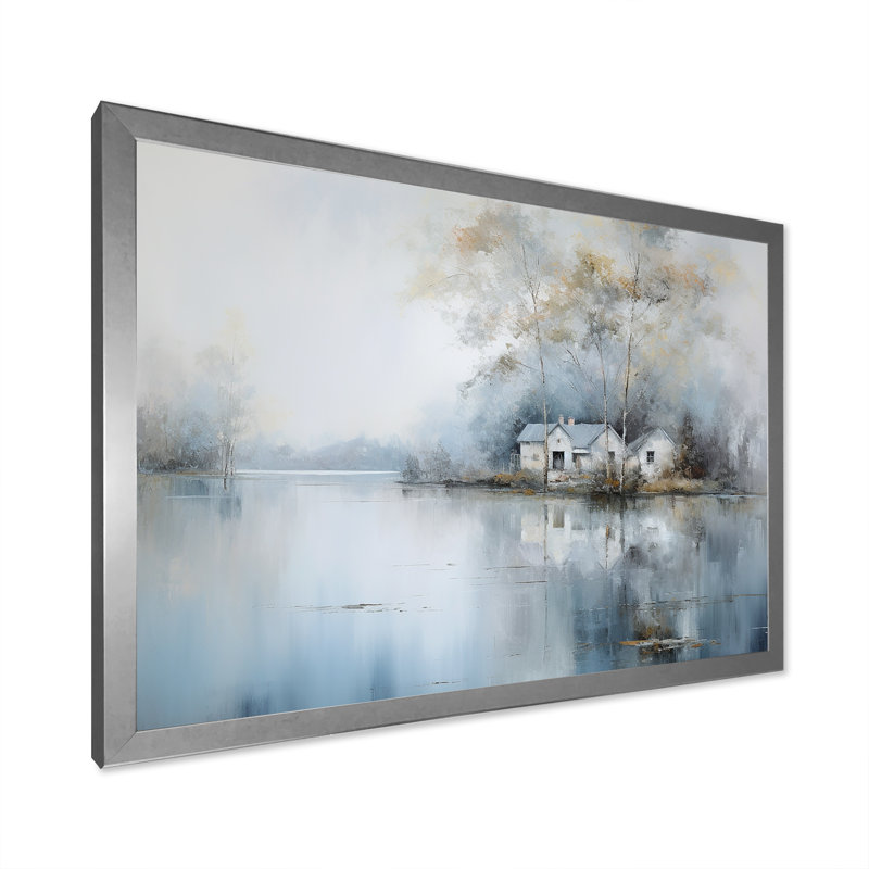 Lakeside House Serenity sur impression sur toile, Cadre simple argenté, H 12 po x l 20 po x P 1 po