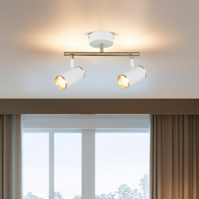 Luminaire de lustre élégant, corps en métal, finition laquée blanche et antique, 8,7 po x 8,7 po x 8,7 po | Comprend 2 ampoules GU 10 Max 7W | Parfait pour la salle à manger et les espaces de vie, design élégant et durable