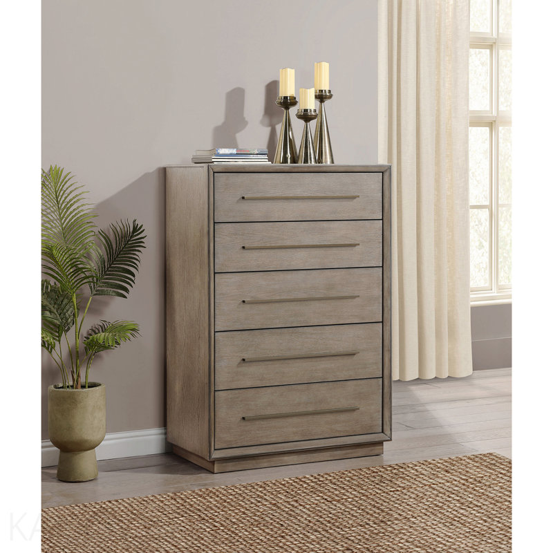 Commode de chambre 5 tiroirs Taupe