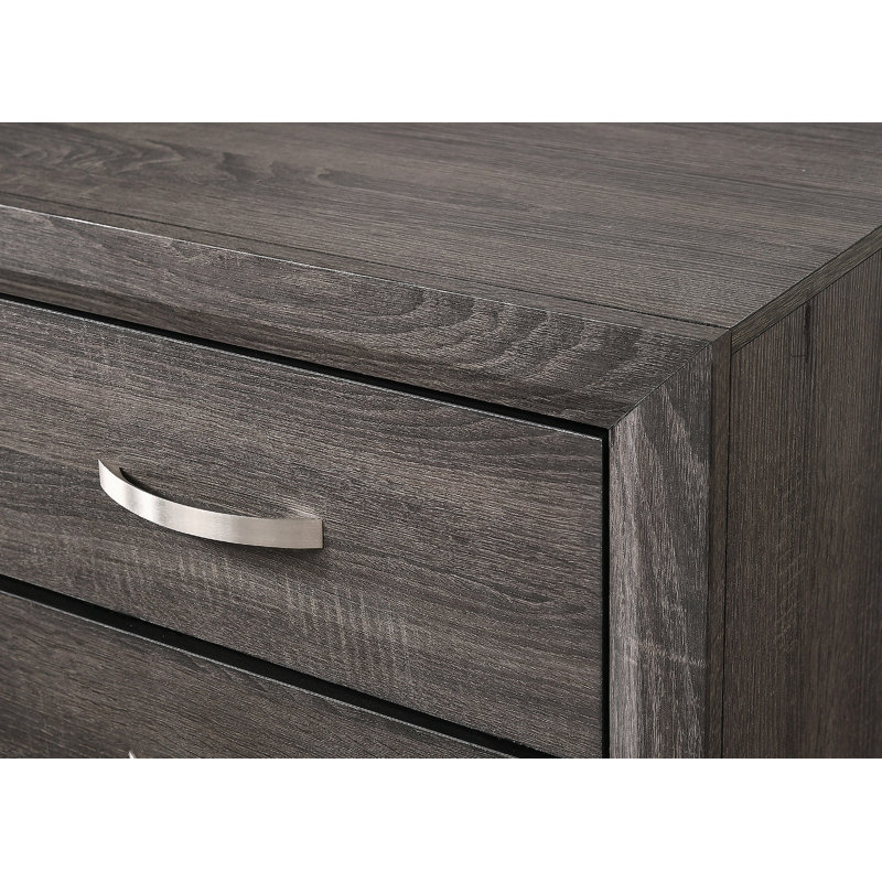 Commode 6 tiroirs, commode en bois avec poignée en métal pour la chambre à coucher