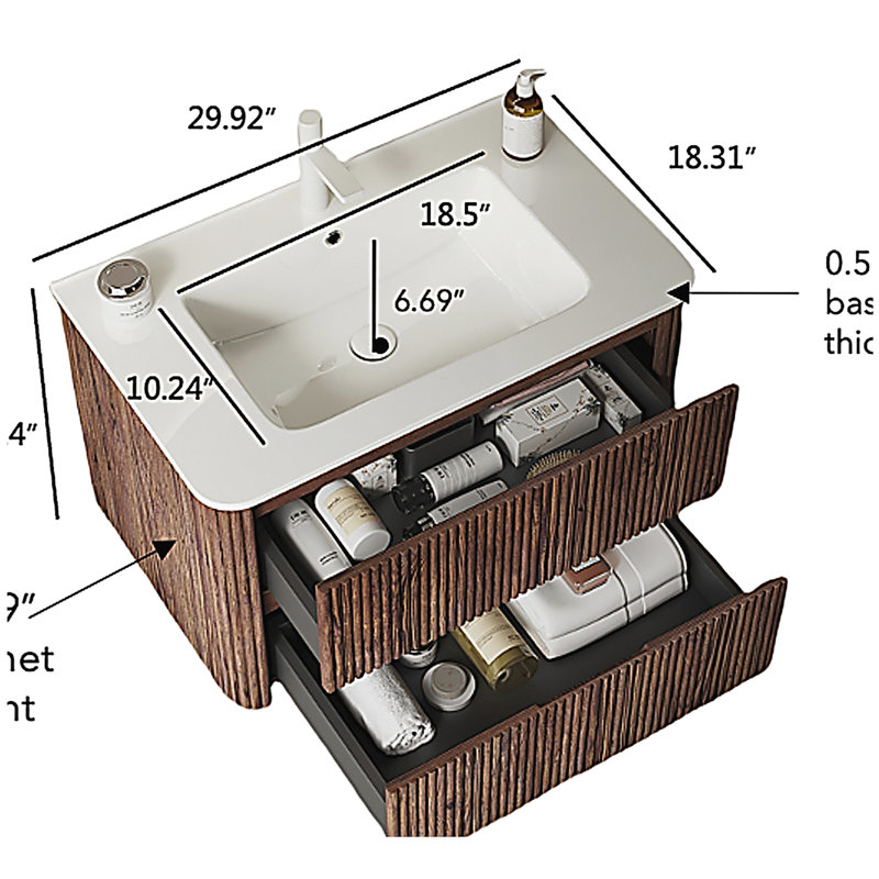 Meuble-lavabo mural 30 po avec lavabo 30 po