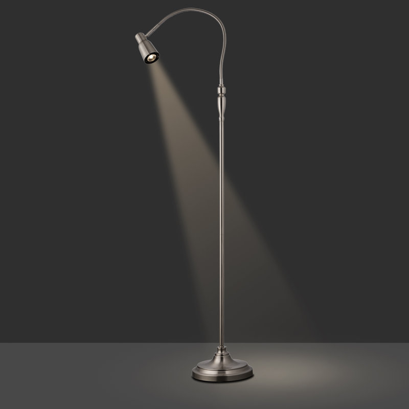 Lonniesha 190Cm Flexi Directional Optical Work Reading Craft LED Floor Lamp, Satin Silver