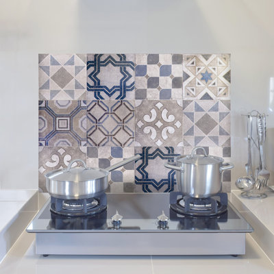 Tuile de mosaïque encastrée en vinyle 12,2 po x 24,4 po rétro bleu