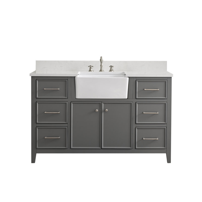 Meuble-lavabo simple 54 po Aisa, Gris / Nickel brossé