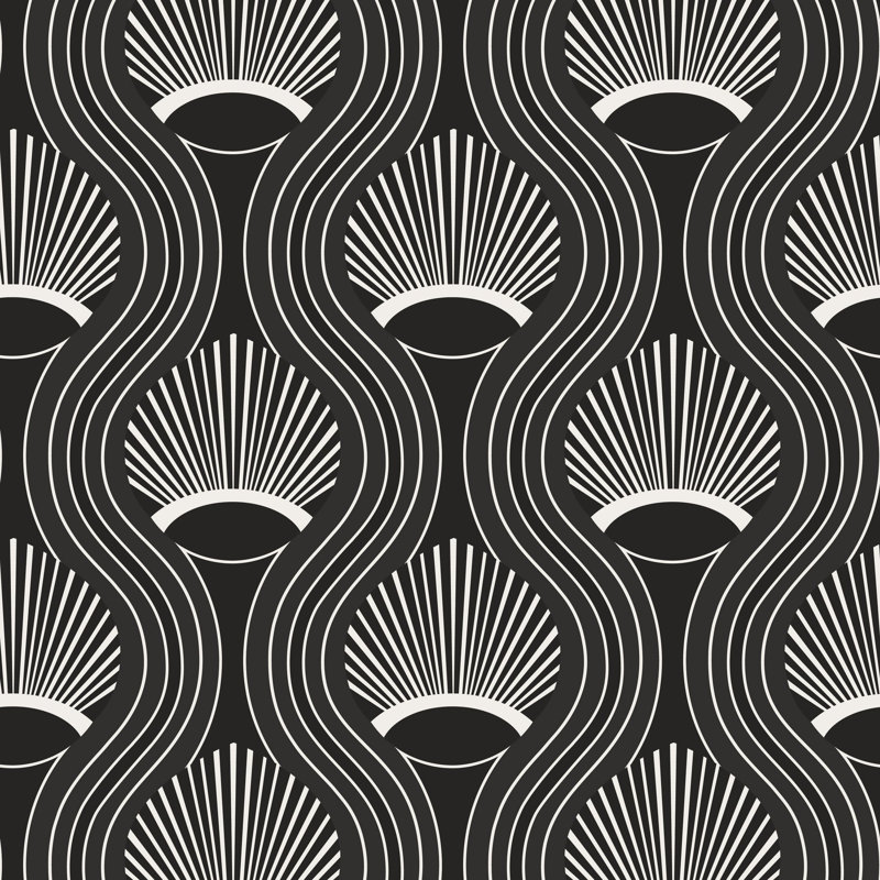 Riviere 10' L x 24" W Wallpaper Roll, Black, Faux Grasscloth