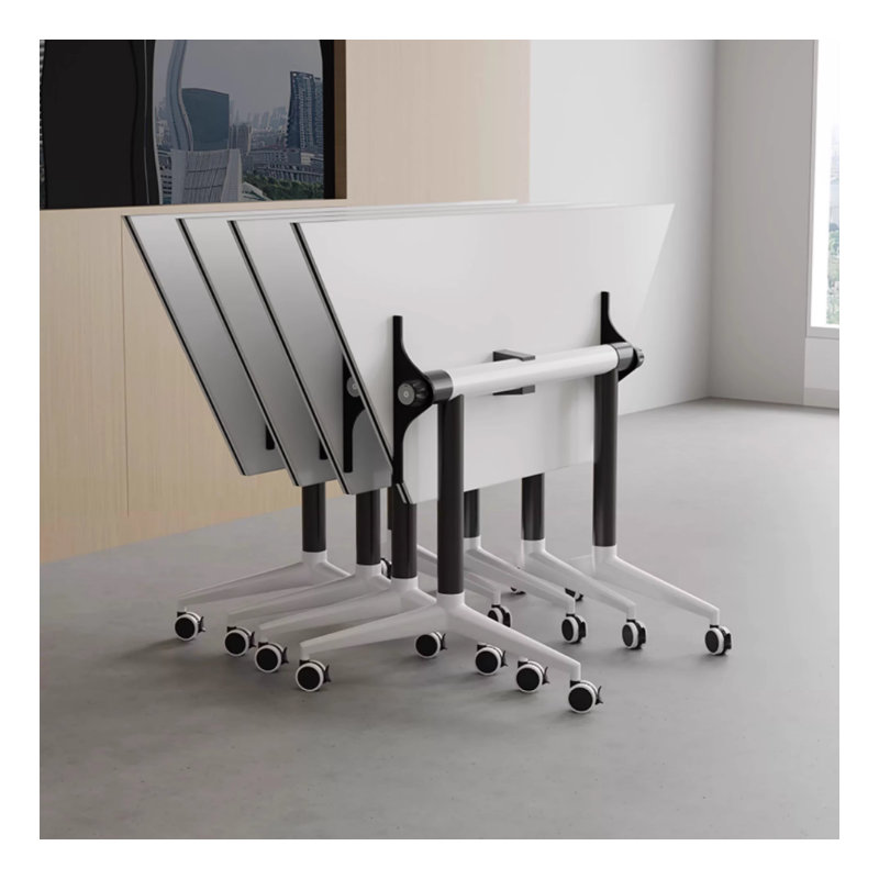 Ensemble de table de conférence pliable trapézoïdale modulaire mobile