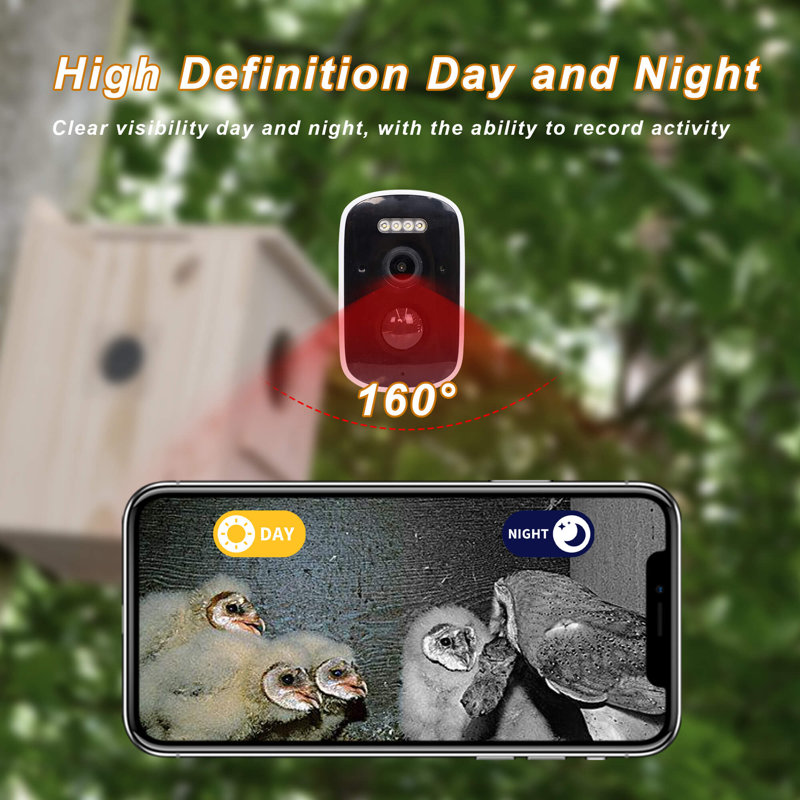 Smart Owl House With Camera, Outdoor Hanging Natural Wooden Owl Nesting Box, Solar Powered, Real-time Viewing And Motion Detection, Includes Mounting Screws, Easy To Assemble, Perfect Present For Owl Enthusiasts (brown, 10.8×12.2×16.8 Inch)