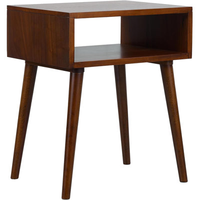 Zoe Solid Wood Nightstand, Mid Century Modern Side Table Bedroom with Storage