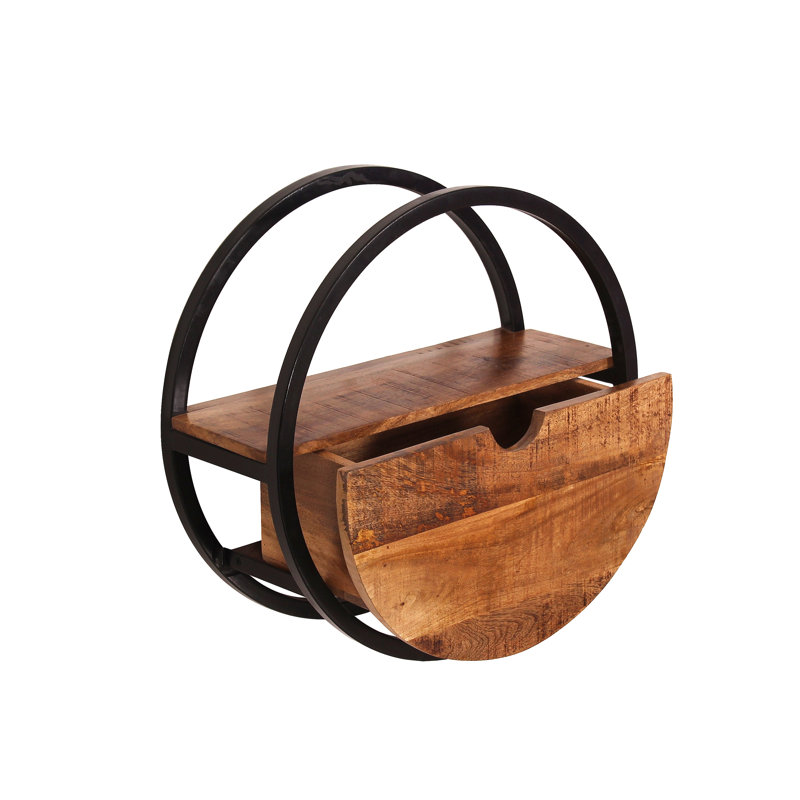 Circle Floating Shelf, 50cm H x 50cm W x 20cm D., Brown